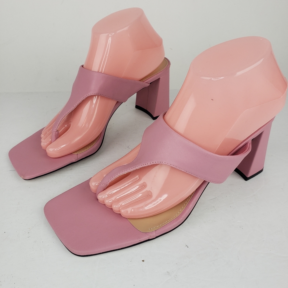 Steve Madden Lamorna Pink Faux Leather Heeled slid on Sandal 9 M